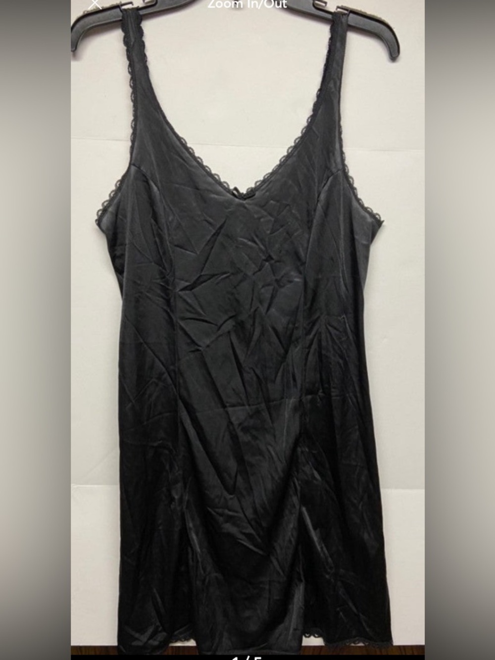 Warner's Black Lace-Trim Slip Nightgown Medium